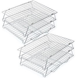 Cooling Rack, 304 Stainless Steel 3 Tier Cooling Rack for Cooling, Roasting and Grilling, Heavy Duty and Collapsible, Oven and Dishwasher Safe, 12" x 16.5", 2 Pack