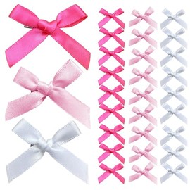 30 Pcs Hair Bows for Women, 3 Colors Mini Bowknot Ribbon Barrettes Hair Clips, Cute Bows for Girls Hair Accessories (Rose,Pink,White)