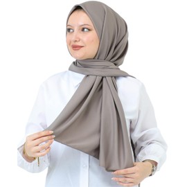 Prien Hijab Headscarf for Women, Muslim Dress Scarf, Headscarves for Girls, Islamic Long Scarf, Chiffon Turban Dresses for Ramadan, Dark Mink