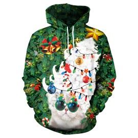 Arvilhill Mens Ugly Christmas Hoodies Funny Pocket Tacky Adult 3D Graphic Print Sweatshirts Holiday Jumper S
