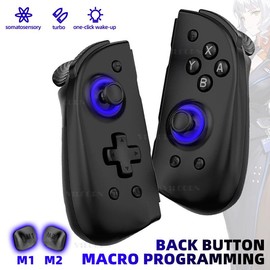 BT 5.2 Joy  For NS Switch/Lite/Oled Joy-pad L/R 2 Gamepads Hall Trigger Joystick with Dual Vibration 6 Axis joypad Console Controller Turbo - Color: Black