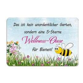 Set of 2 Tin Signs Garden 20 x 30 cm - Metal Sign with Funny Saying - Das ist kein unordentlicher garten - Bin im Garten - Vintage Decorative Gift - Weatherproof Sign