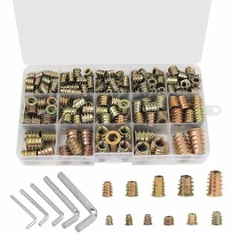 230 StüCk Einschraubmutter Gewindeeinsatz Holz, GewindeeinsäTze Muttern, Werkzeug-Set, M4 M5 M6 M8 M10 Zink-Legierung Einschraubmuffen, FüR HolzmöBel GewindeeinsäTze