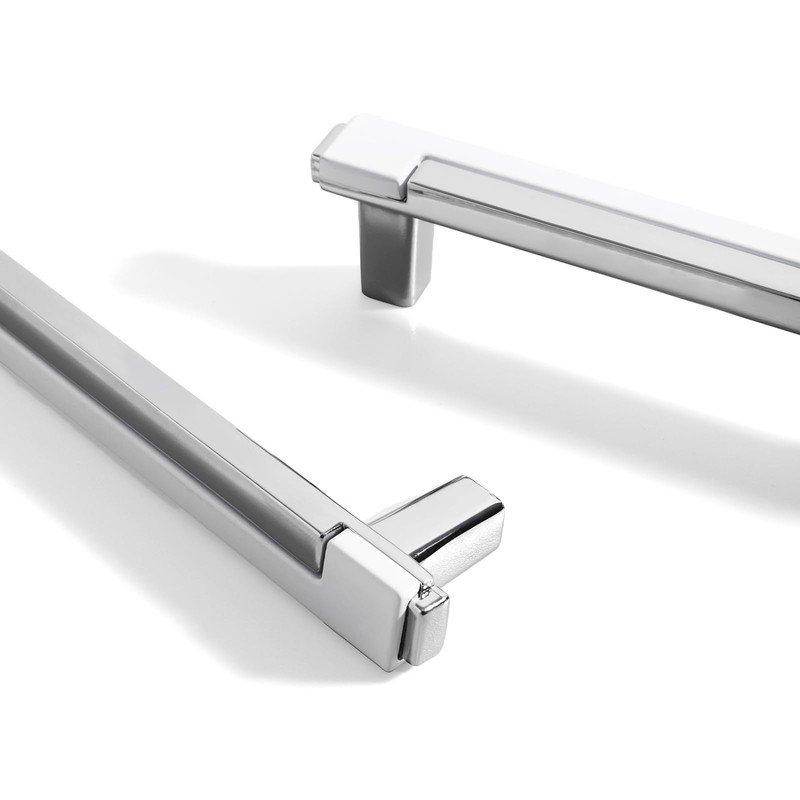 Kcmwsy 2 Pack White and Silver Cabinet Pulls Kitchen Cabinets