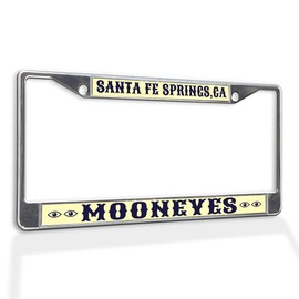 Fastasticdeals Metal Insert License Plate Frame Santa Fe Springs, Ca Mooneyes Weatherproof Car Accessories Chrome 2 Holes Solid Insert