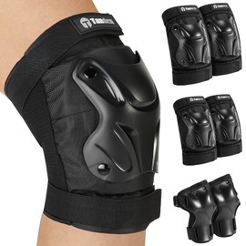 Tanden Skating Protective Gear Kids Knee and Elbow Pads Wrist Guards for Roller Skating Skateboarding, Skate Pads Kids Knee Pads Black