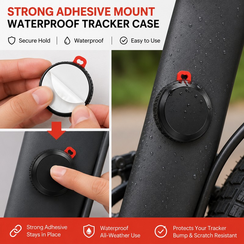 Waterproof Tracker Holder Case for AirTag – Adhesive Shock-Resistant Cover