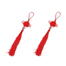 2Pcs Red Chinese Knot Lucky Jade Charm Fortune Tassels Hanging Pendant for Luck, Wealth, Health, Success - New Year's Gifts, Spring Festival Car Home Decor for Friends, Family, Lover