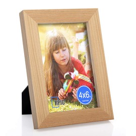 RPJC 4x6 Picture Frames Made of Solid Wood High Definition Glass for Table Top Display and Wall Mounting Photo Frame Natural