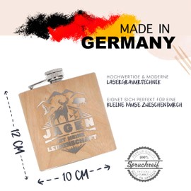 Spruchreif Stainless Steel Hip Flask with Engraving | Wooden Hip Flask | Gift for Hunter | Hunting Gift | Hunter Gifts | Engraving Gift Men and Women Hunting | Mother's Day | Father's Day