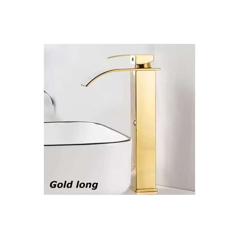 Black Waterfall Bathroom Faucet for Wash Basins – Short Deck-Mounted