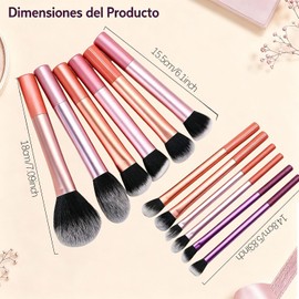 Brochas de Maquillaje Profesional 15 Set,Face Base Set,Maquillaje con Esponja Multifuncional,Kit Brochas de Maquillaje para Sombra Ojos en Polvo Base Maquillaje,un set para maquillar todo el rostro.