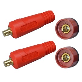 RIVERWELD TIG Welding Cable Panel Connector Plug & Socket Set DKJ10-25 DKZ10-25 200Amp with Red Colour Dinse-Style Quick Fitting 4pcs