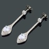 RIZILIA Dangle Drop Pierced Earrings with Pear Cut CZ [White