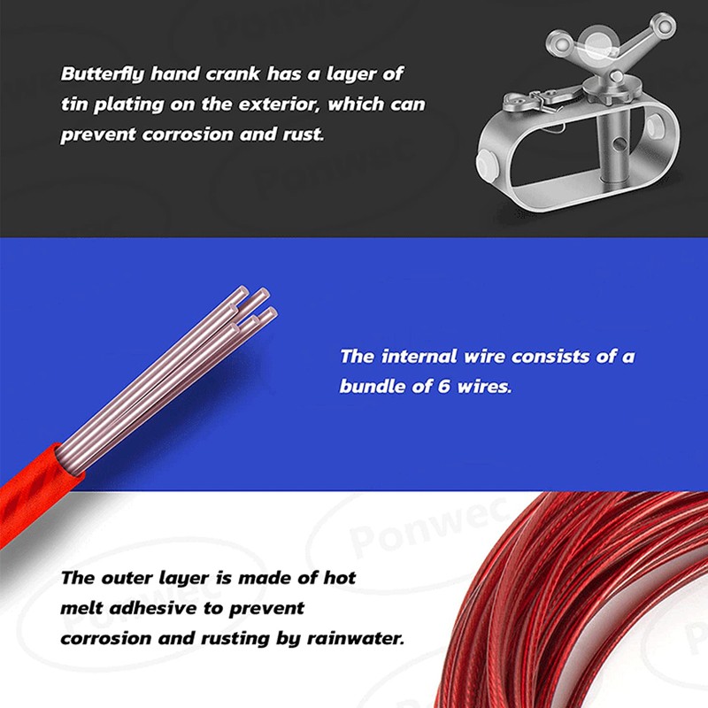 150ft Pool Cover Cable with Rustproof Aluminum Winch for Above