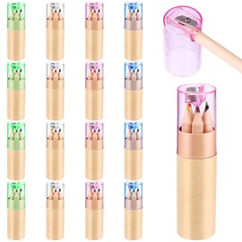 16 Pack Mini Drawing Colored Pencils with Sharpener Mini Drawing Pencils Set for Kids 3.3inch Short Fat Color Pencils in Tube Coloring Pencil Bulk for Adult Coloring Books, Classroom School Drawing