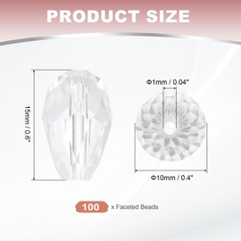 PATIKIL 10 mm Faceted Glass Beads, Pack of 100 White Bicone Birthstone Beads, Vertical Hole for DIY Craft Bracelet, Necklace, Jewellery Making