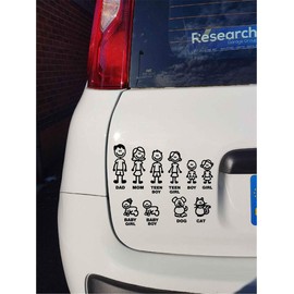 Family Decals Die Cut Vinyl Sticker Fam Bumper Car Window Slaps Family Fun Dog Cat Baby L826 (Black)