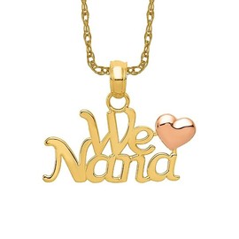 IceCarats 14K Solid Two Tone Gold We Love Grandma Necklace Nana Charm Grandmother Pendant 16mm x Only
