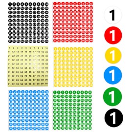 PLATEYTR number stickers, 60 sheets of 1-100 number stickers labels - 10 mm, multi colourssmall numbers stickers