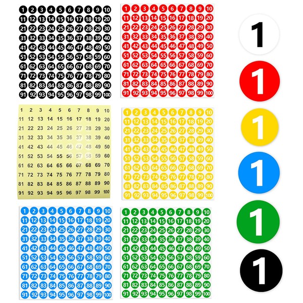 PLATEYTR number stickers, 60 sheets of 1-100 number stickers labels