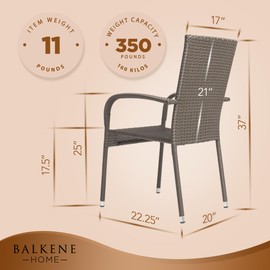 Balkene Home Wicker Outdoor Dining Chair - 2pk Weathered Gray