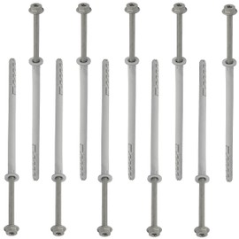 AERZETIX - C67142 - Set of 10 Plastic Dowels Diameter 10 x 200 mm with Collar + 10 Self-Tapping Screws Diameter 7 x 210 mm with Collar and Hexagonal Head Star Shape TX40 - Concrete, Brick, Drilling,