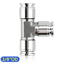 TAILONZ PNEUMATIC 304 Stainless Steel 3/8 inch od 90 Push to Connect Fittings Tube Elbow Connect Push Fit Fittings Tube Fittings Push Lock PV-3/8 (Pack of 1)