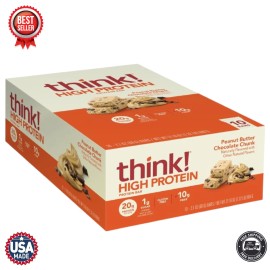 think! Protein Bars – Peanut Butter Chocolate Chunk, High Fiber – 10 Count