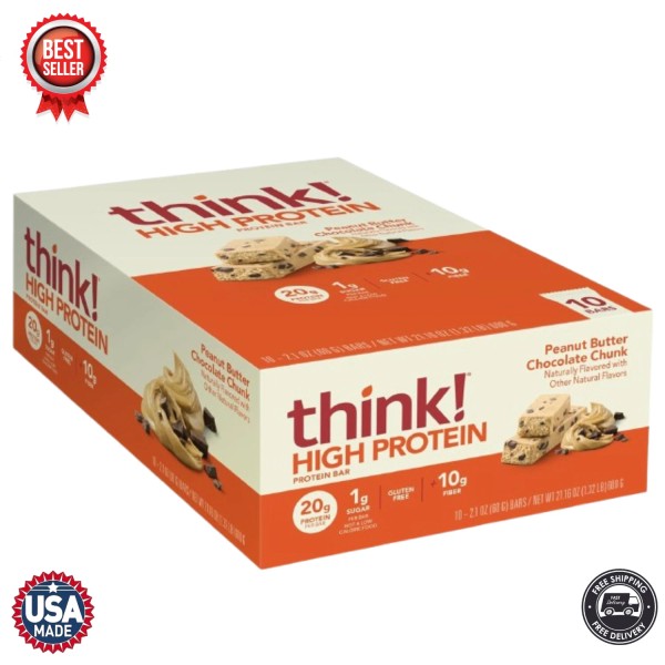 think! Protein Bars – Peanut Butter Chocolate Chunk, High Fiber