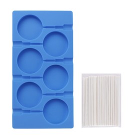 Large Lollipop Mold, Beasea 6 Cavity Silicone Lollipop Molds, Sucker Molds Hard Candy Molds for Chocolate Candy Ice Lollipop Ball Molds Kitchen Tray with 50 Lollipop Sticks - Blue