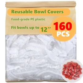 160Pcs Bowl Covers for Bread Proofing- Fits Bowls Up to 12", Large Thickened Reusable Elastic Stretch Wrap Food Covers, Shower Caps for Sourdough Bread, BPA Free, Food Grade