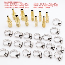 30Pcs Brass Hose Barb Reducer Fittings Assortment, 1/4'' 5/16'' 3/8'' 1/2'' ID Hose Reducing Barbed Connector, Hose Splicer Mender for Air/Oil/water/Gas Hose