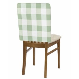 Sage Green White Buffalo Check Chair Back Covers Set of 4, Farmhouse Plaid Washable Removable Chair Covers for Dining Room, Modern Geometric Dining Chair Slipcover for Home Hotel Party Wedding Banquet