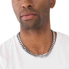 Diesel Necklace for Men Stainless Steel Choker Necklace, Length: 450mm+50mm, Width: 32mm, Height: 15.5mm, DX1433040