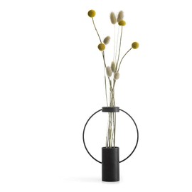SAGAFORM Moon Vase Small | Black | Height 21 cm, Diameter 16.5 cm | Boho Decorative Vase Made of Powder-Coated Metal | For Cut Flowers or Pampas Grass | Modern Decorative Vase | Flower Vase