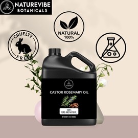 Naturevibe Botanicals Castor Rosemary Oil 32 Ounces | 100% Pure and Natural | Great for Skin Care and Hair Care