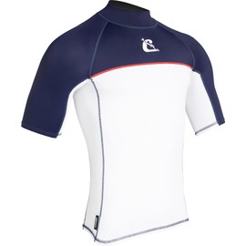 Cressi Unisex Adult Shield Man Rash Guard Short/SL Protective Rash Guard for SUP and Water Sports, White/Blue, XXXL/7