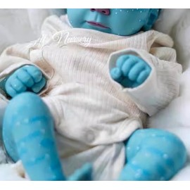 TERABITHIA 19 Inches Fantasy Realistic Reborn Avatar Baby Doll Hand Painted Blue Skin Mystical Lifelike Newborn Collectible Doll with Unique Textured Design
