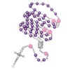 KIMUWHI Purple Catholic Rosary Necklace for Women, Simulated Pearl Prayer
