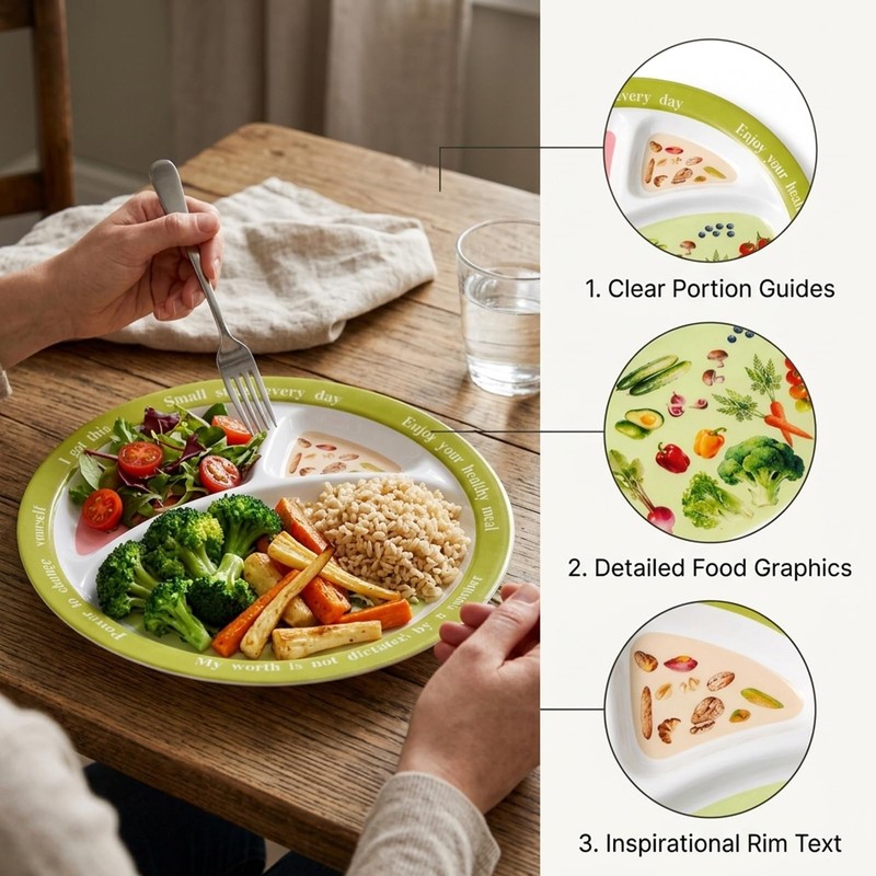 GYTFOG Portion Control Plates, Portion Control Plate for Balanced Eating,