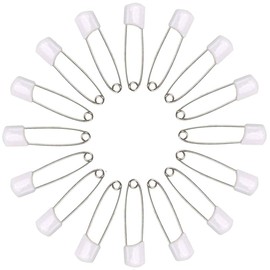 YOUOWO Safety Pins Extra Large Plus Locking Safety Pins 50 Pcs Large Safety Pins Approx. 2.1 inches (54 mm) Stainless Steel White Locking Safety Pins Color Plastic Safety Pins Locking Needles Safety Pins Office Safety Pins