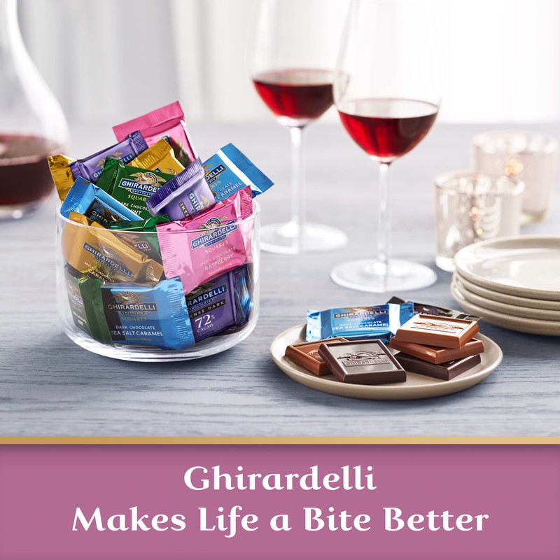 GHIRARDELLI Dark Chocolate Raspberry Squares, 5.32 Oz Bag (Pack of