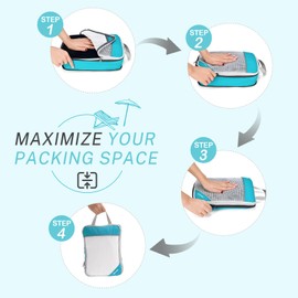 Compression Packing Cube 6 Pieces, Gonex Robust & Durable | Packing Cubes, Packing Bags, Garment Bag, Suitcase Organiser, Storage Bag Blue