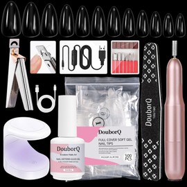 Major Dijit Gel X Starter Kit - With Nail Cutter, 4-in-1 Gel (0.5 oz), 500 Almond Tips (M), UV Lamp & Accessories for Nail Extensions & Nail Art