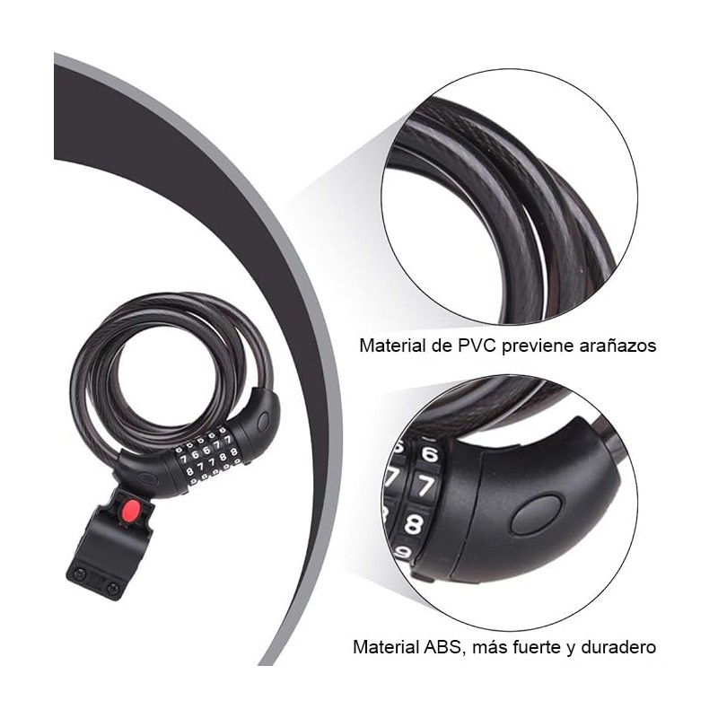 Timotech Candado de Bicicleta de 1.22 Metros, Cadena para Bicicleta