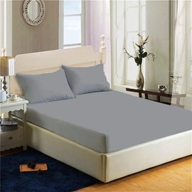 200 Thread Count 100% Egyptian Cotton Fitted Sheet - 16"/40cm Extra Deep Fitted Bed Sheet - Luxury Ultra Soft Bottom Sheet - Deep Pocket Stretches Up to 16" (Grey, Double)