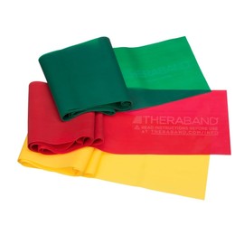 THERABAND Juego de bandas de resistencia sin látex para ejercicio superior e inferior del cuerpo, entrenamiento de fuerza, terapia física, pilates, rehabilitación, amarillo, rojo y verde, principiante