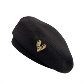 howkuhat Women's Cotton Beret Hat Newsboy Cap Adjustable Retro Casual Travel Party Painter Hat(UK, Alpha, One Size, M, Black)