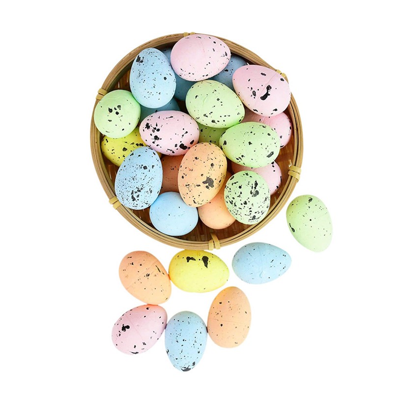 100PCS Colorful Foam Eggs Easter Egg Ornaments Crafts Birds Eggs